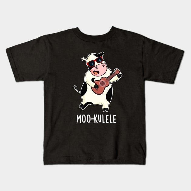 Mookelele Cute Ukulele Cow Pun Kids T-Shirt by punnybone